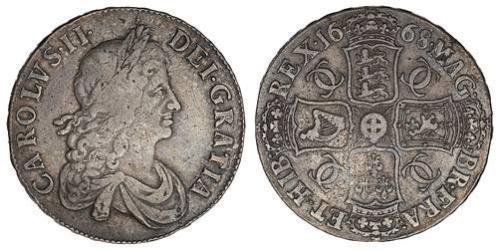 1 Крона(англійська) Королівство Англія (927-1649,1660-1707) Срібло Карл II (1630-1685)