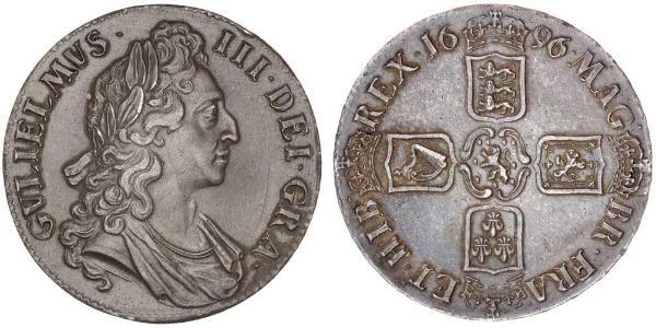 1 Крона(англійська) Королівство Англія (927-1649,1660-1707) Срібло Вільгельм III (1650-1702)