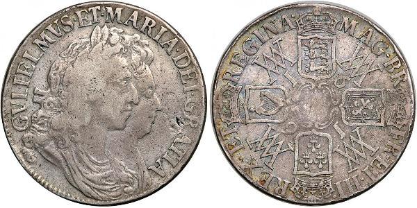 1 Крона(англійська) Королівство Англія (927-1649,1660-1707) Срібло Вільгельм III (1650-1702)