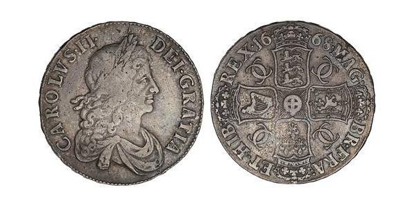 1 Крона(англійська) Королівство Англія (927-1649,1660-1707) Срібло Карл II (1630-1685)