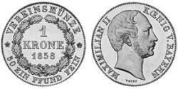 1 Крона Королевство Бавария (1806 - 1918) Золото Максимилиан II (король Баварии)(1811 - 1864)