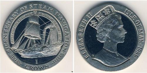 1 Крона Остров Мэн Никель/Медь Елизавета II (1926-2022)