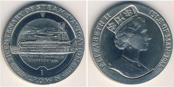 1 Крона Остров Мэн Никель/Медь Елизавета II (1926-2022)