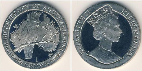1 Крона Остров Мэн Никель/Медь Елизавета II (1926-2022)