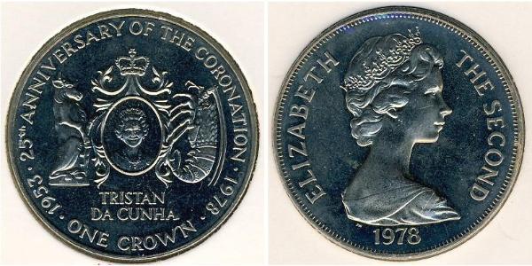 1 Крона Тристан-да-Кунья (острова) Никель/Медь Елизавета II (1926-2022)