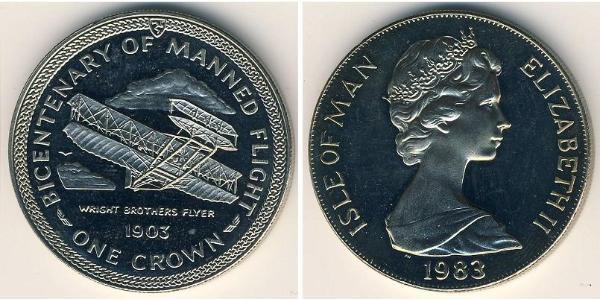 1 Крона Острів Мен Нікель/Мідь Єлизавета II (1926-2022)