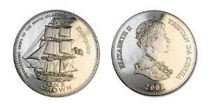 1 Крона Трістан-да-Кунья Нікель/Мідь Єлизавета II (1926-2022)