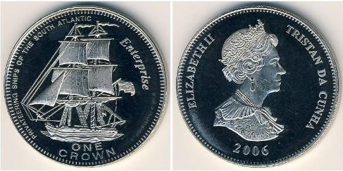 1 Крона Трістан-да-Кунья Нікель/Мідь Єлизавета II (1926-2022)