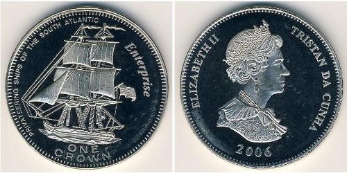 1 Крона Трістан-да-Кунья Нікель/Мідь Єлизавета II (1926-2022)