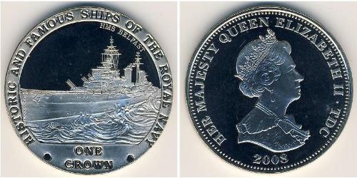 1 Крона Трістан-да-Кунья Нікель/Мідь Єлизавета II (1926-2022)