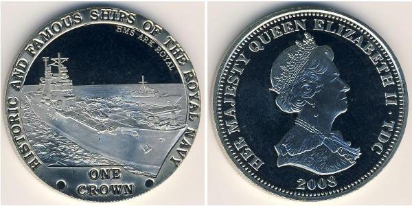1 Крона Трістан-да-Кунья Нікель/Мідь Єлизавета II (1926-2022)