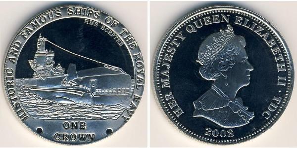 1 Крона Трістан-да-Кунья Нікель/Мідь Єлизавета II (1926-2022)