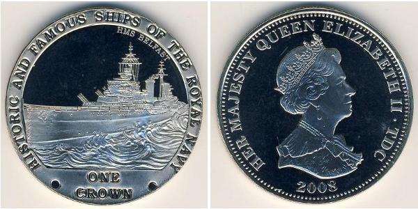 1 Крона Трістан-да-Кунья Нікель/Мідь Єлизавета II (1926-2022)