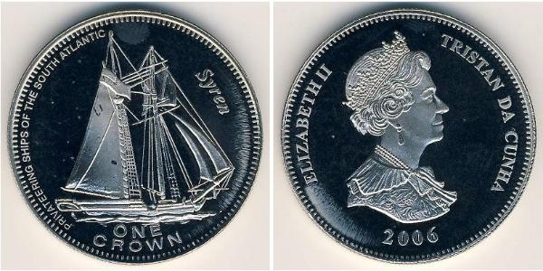 1 Крона Трістан-да-Кунья Нікель/Мідь Єлизавета II (1926-2022)
