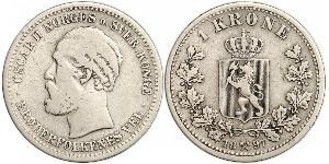 1 Крона United Kingdoms of Sweden and Norway (1814-1905) Серебро Оскар II (1829-1907)