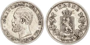 1 Крона United Kingdoms of Sweden and Norway (1814-1905) Серебро Оскар II (1829-1907)