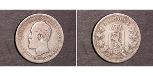 1 Крона United Kingdoms of Sweden and Norway (1814-1905) Серебро Оскар II (1829-1907)