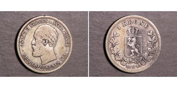 1 Крона United Kingdoms of Sweden and Norway (1814-1905) Серебро Оскар II (1829-1907)