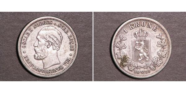 1 Крона United Kingdoms of Sweden and Norway (1814-1905) Серебро Оскар II (1829-1907)