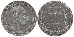 1 Крона Австро-Венгрия (1867-1918) Серебро Франц Иосиф I (1830 - 1916)