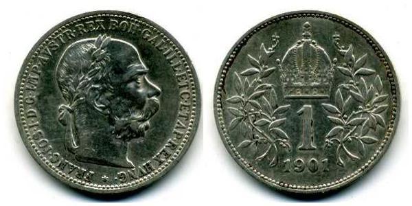 1 Крона Австро-Венгрия (1867-1918) Серебро 