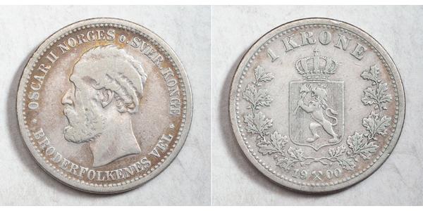 1 Крона United Kingdoms of Sweden and Norway (1814-1905) Срібло Оскар II (1829-1907)