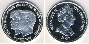 1 Крона Трістан-да-Кунья Срібло Єлизавета II (1926-2022)