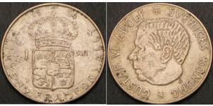 1 Крона Швеція Срібло Густав VI (1882 - 1973)
