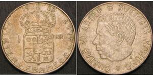 1 Крона Швеція Срібло Густав VI (1882 - 1973)