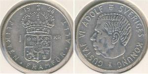 1 Крона Швеція Срібло Густав VI (1882 - 1973)