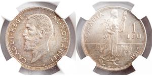 1 Лей Королівство Румунія (1881-1947) Срібло Carol I of Romania (1839 - 1914)