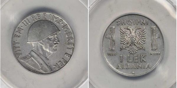 1 Лек Albanian Kingdom (1939-1943) Залізо Віктор Емануїл III (1869 - 1947)