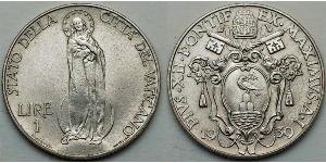 1 Лира Ватикан (1926-) Нержавеющая сталь Пий XII  (1876 - 1958)