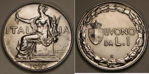 1 Лира Kingdom of Italy (1861-1946) Никель 