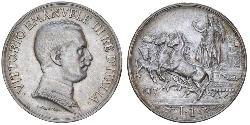 1 Лира Kingdom of Italy (1861-1946) Серебро Виктор Эммануил III (1869 - 1947)