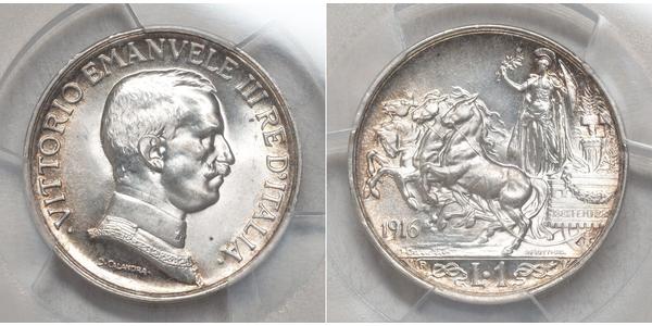 1 Лира Kingdom of Italy (1861-1946) Серебро Виктор Эммануил III (1869 - 1947)