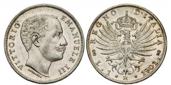 1 Ліра Kingdom of Italy (1861-1946) Срібло Виктор Эммануил III (1869 - 1947)