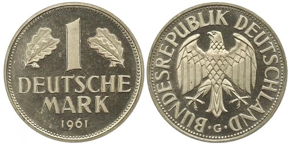 1 Марка ФРГ (1949-1990) Никель/Медь 