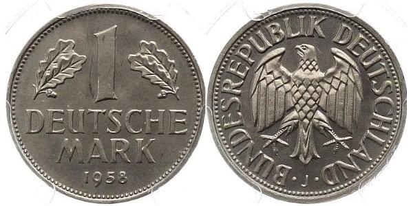 1 Марка ФРН (1949-1990) Нікель/Мідь 