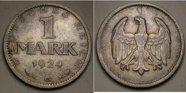 1 Марка Веймарская республика (1918-1933) Серебро 