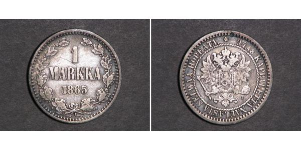 1 Марка Великое княжество Финляндское (1809 - 1917) Серебро Александр II (1818-1881)