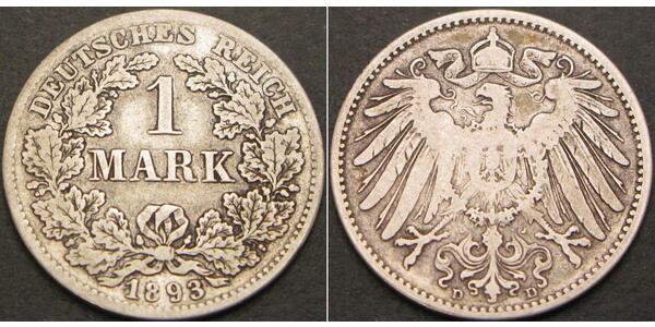 1 Марка Германская империя (1871-1918) Серебро Wilhelm II, German Emperor (1859-1941)