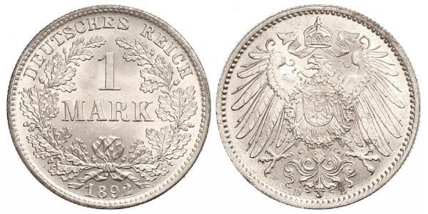 1 Марка Германская империя (1871-1918) Серебро Wilhelm II, German Emperor (1859-1941)