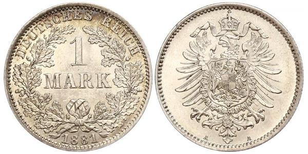 1 Марка Германская империя (1871-1918) Серебро 