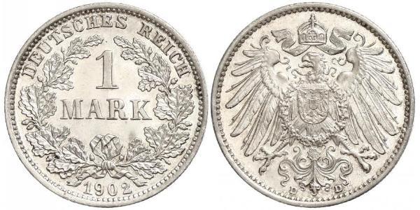 1 Марка Германская империя (1871-1918) Серебро Wilhelm II, German Emperor (1859-1941)