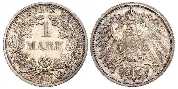 1 Марка Німецька імперія (1871-1918) Срібло Wilhelm II, German Emperor (1859-1941)