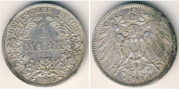 1 Марка Німецька імперія (1871-1918) Срібло Wilhelm II, German Emperor (1859-1941)