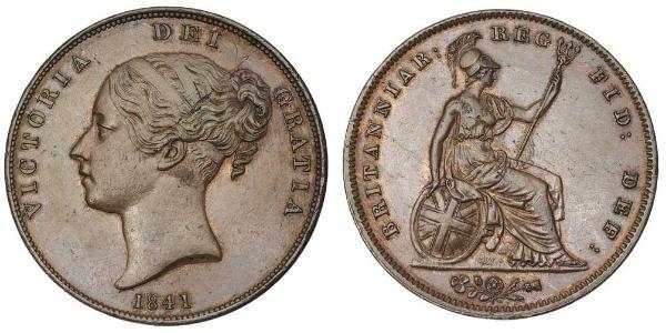1 Пенни Соединённое королевство Великобритании и Ирландии (1801-1922)  Виктория (1819 - 1901)