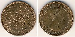 1 Пенни Новая Зеландия Бронза Елизавета II (1926-2022)