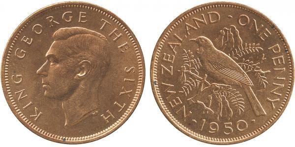 1 Пенни Новая Зеландия Бронза Георг VI (1895-1952)